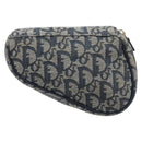 Christian Dior Trotter Canvas Saddle Pouch Navy Gold Tone Auth ar14184-3