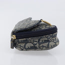 Christian Dior Trotter Canvas Saddle Pouch Navy Gold Tone Auth ar14184-5