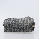 Christian Dior Trotter Canvas Saddle Pouch Navy Gold Tone Auth ar14184-6