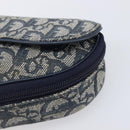 Christian Dior Trotter Canvas Saddle Pouch Navy Gold Tone Auth ar14184-8
