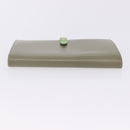 CELINE Bifold Wallet Leather Beige Green Auth ar14185-8