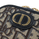Christian Dior Oblique Jacquard Phone Shoulder Pouch Navy Gold Auth ar14186V-16