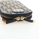 Christian Dior Oblique Jacquard Phone Shoulder Pouch Navy Gold Auth ar14186V-17