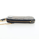 Christian Dior Oblique Jacquard Phone Shoulder Pouch Navy Gold Auth ar14186V-4