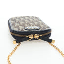 Christian Dior Oblique Jacquard Phone Shoulder Pouch Navy Gold Auth ar14186V-6