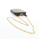 Christian Dior Oblique Jacquard Phone Shoulder Pouch Navy Gold Auth ar14186V-7