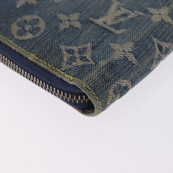 LOUIS VUITTON Monogram Denim Mini Zippy Wallet Blue M95342 LV Auth ar14193A