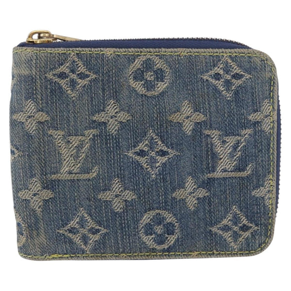 LOUIS VUITTON Monogram Denim Mini Zippy Wallet Blue M95342 LV Auth ar14193A