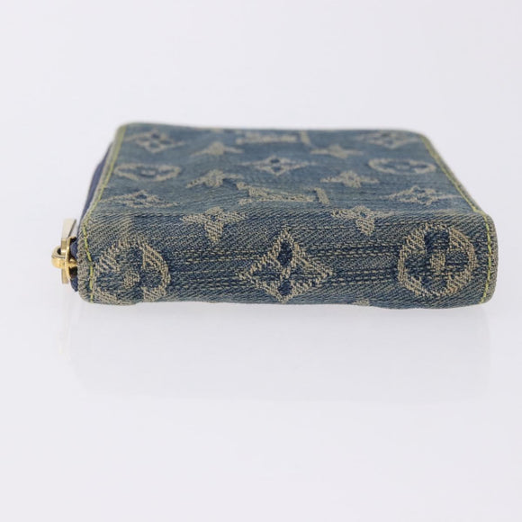 LOUIS VUITTON Monogram Denim Mini Zippy Wallet Blue M95342 LV Auth ar14193A