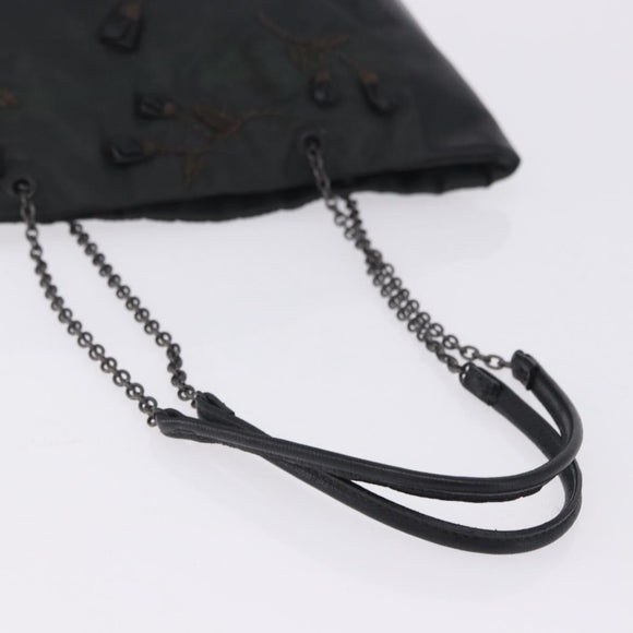 PRADA Chain Tote Bag Nylon Green Auth ar14194