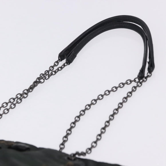 PRADA Chain Tote Bag Nylon Green Auth ar14194