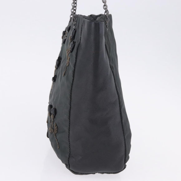 PRADA Chain Tote Bag Nylon Green Auth ar14194