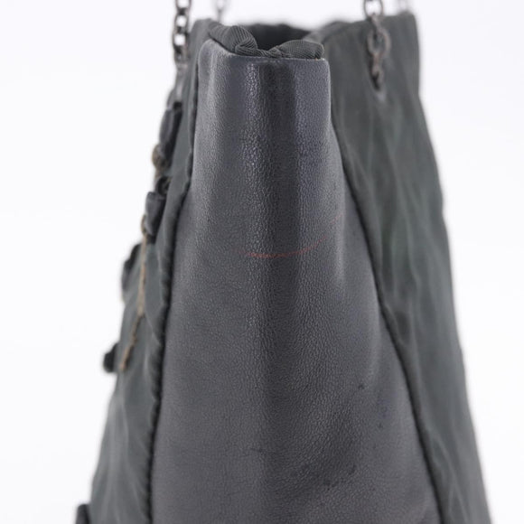 PRADA Chain Tote Bag Nylon Green Auth ar14194