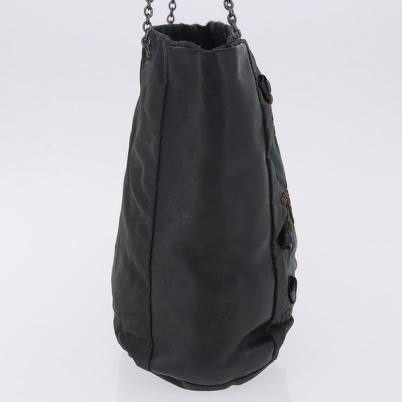 PRADA Chain Tote Bag Nylon Green Auth ar14194