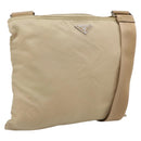 PRADA Shoulder Bag Nylon Beige Silver Auth ar14195-1