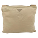 PRADA Shoulder Bag Nylon Beige Silver Auth ar14195-13