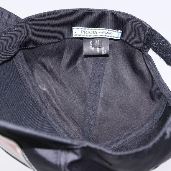 PRADA Cap Nylon Black White Auth ar14198