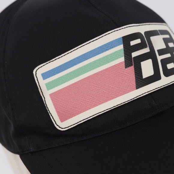 PRADA Cap Nylon Black White Auth ar14198