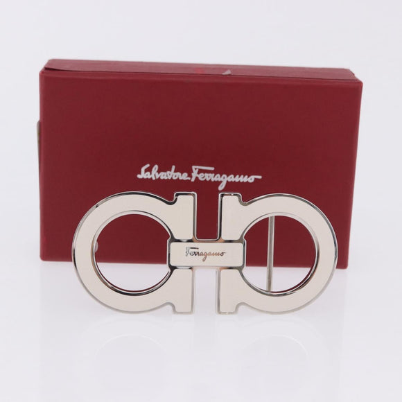 Salvatore Ferragamo Gancini Buckles Metal White Silver Auth ar14199