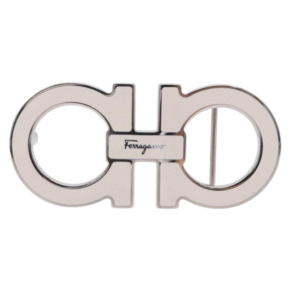 Salvatore Ferragamo Gancini Buckles Metal White Silver Auth ar14199