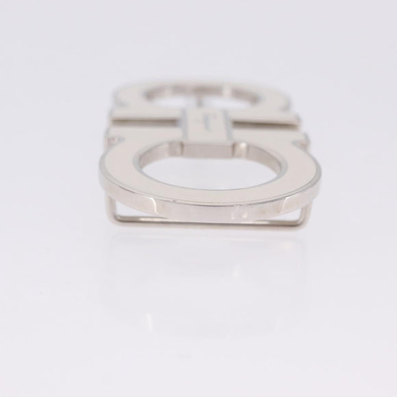 Salvatore Ferragamo Gancini Buckles Metal White Silver Auth ar14199