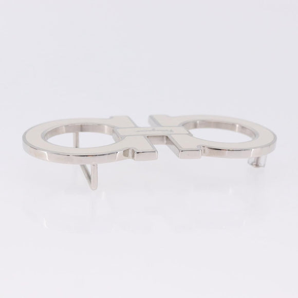 Salvatore Ferragamo Gancini Buckles Metal White Silver Auth ar14199
