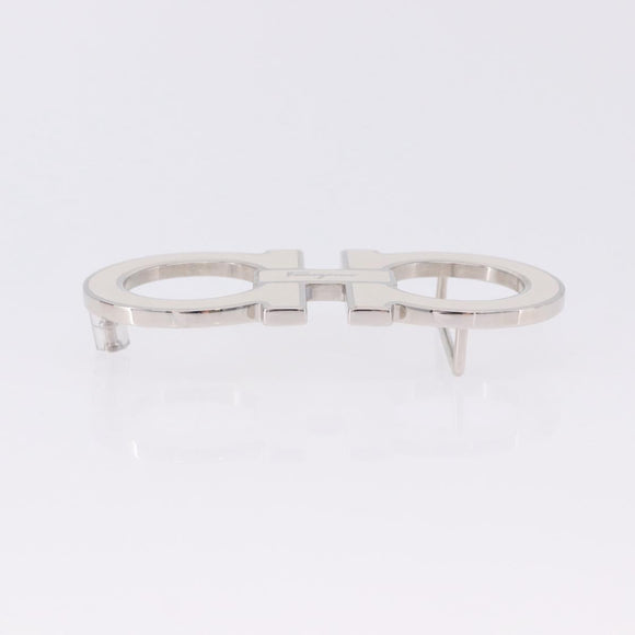 Salvatore Ferragamo Gancini Buckles Metal White Silver Auth ar14199