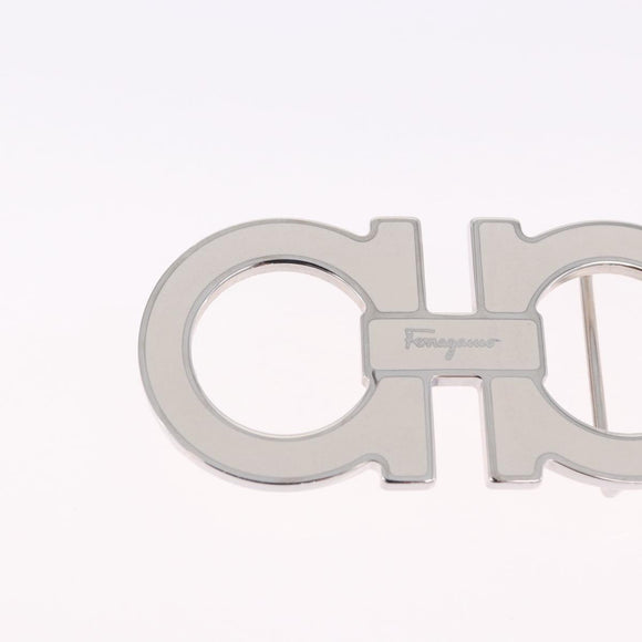 Salvatore Ferragamo Gancini Buckles Metal White Silver Auth ar14199