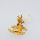CHANEL Earring Metal Gold Tone White CC Auth ar14207-10