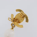 CHANEL Earring Metal Gold Tone White CC Auth ar14207-11