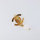 CHANEL Earring Metal Gold Tone White CC Auth ar14207-3