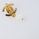 CHANEL Earring Metal Gold Tone White CC Auth ar14207-4