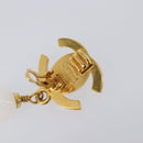 CHANEL Earring Metal Gold Tone White CC Auth ar14207-6