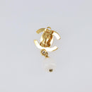 CHANEL Earring Metal Gold Tone White CC Auth ar14207-8