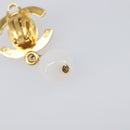 CHANEL Earring Metal Gold Tone White CC Auth ar14207-9