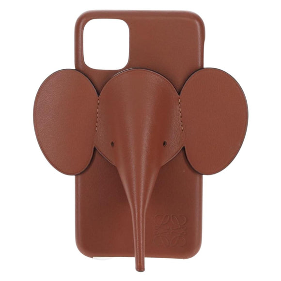 LOEWE iPhone X & XS Case Leather Brown Auth ar14224