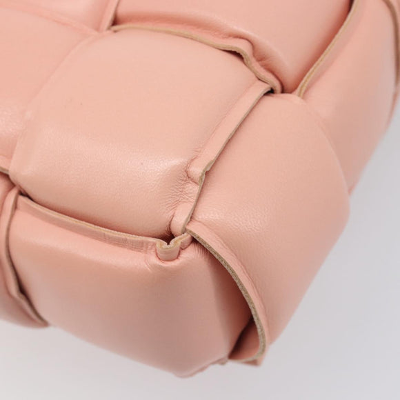 BOTTEGA VENETA MAXI INTRECCIATO Cassette Shoulder Bag Leather Pink Auth ar14228M