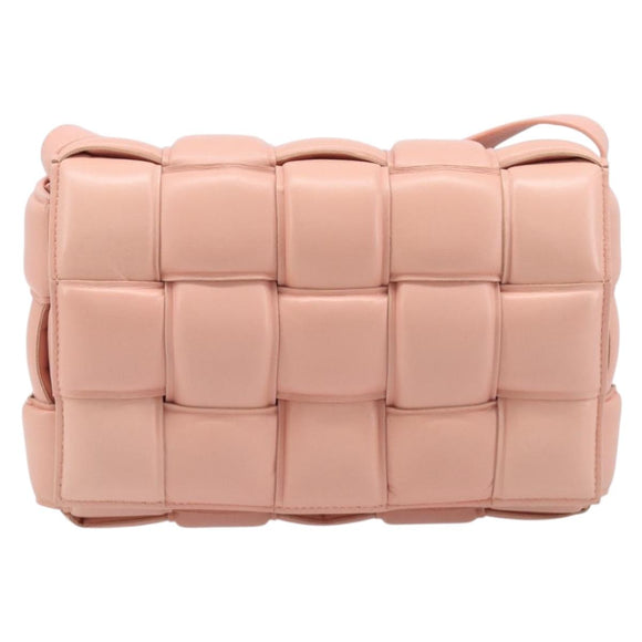 BOTTEGA VENETA MAXI INTRECCIATO Cassette Shoulder Bag Leather Pink Auth ar14228M