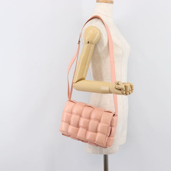 BOTTEGA VENETA MAXI INTRECCIATO Cassette Shoulder Bag Leather Pink Auth ar14228M