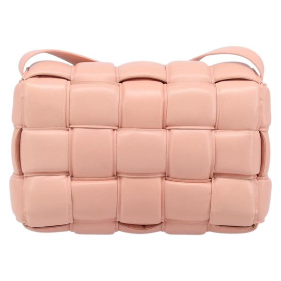 BOTTEGA VENETA MAXI INTRECCIATO Cassette Shoulder Bag Leather Pink Auth ar14228M