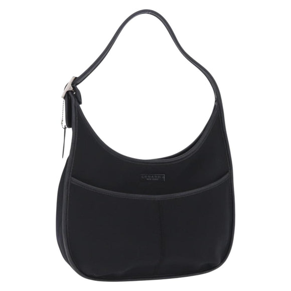 Coach Shoulder Bag Nylon Black Silver Auth ar14243