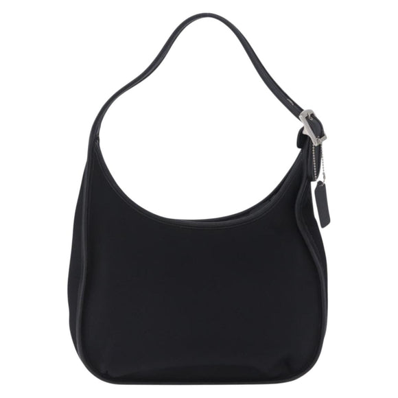 Coach Shoulder Bag Nylon Black Silver Auth ar14243
