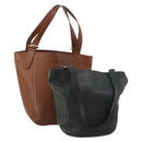 Coach Tote Bag Leather 2 Set Brown Khaki Auth ar14245-1