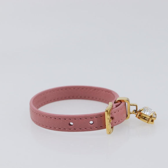 Miu Miu Bracelet Leather Pink Gold Tone Auth ar14251V