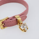 Miu Miu Bracelet Leather Pink Gold Tone Auth ar14251V-6