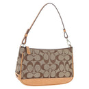 Coach Signature Hand Bag Canvas Beige Silver Auth ar14259A-1