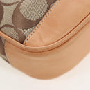 Coach Signature Hand Bag Canvas Beige Silver Auth ar14259A-14