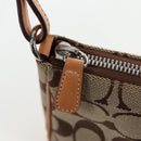 Coach Signature Hand Bag Canvas Beige Silver Auth ar14259A-18