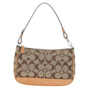 Coach Signature Hand Bag Canvas Beige Silver Auth ar14259A-2