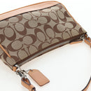 Coach Signature Hand Bag Canvas Beige Silver Auth ar14259A-6